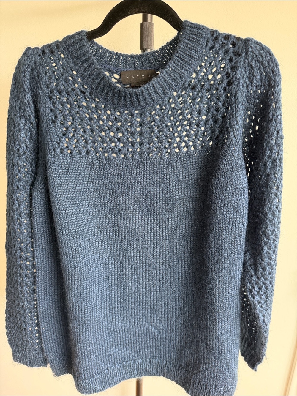 HATCH Blue Mohair Open Knit Maternity Sweater Size 2